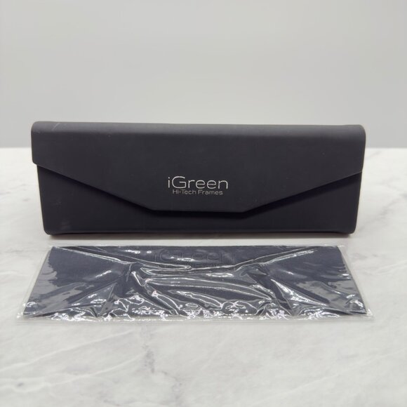 iGreen Tri Fold Eyeglasses Case with Cleaning Cloth Magnetic Close Fold Flat - Picture 1 of 7